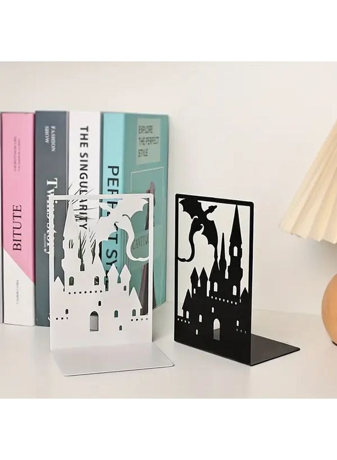 Black Dragon Castle Metal Book Stands With Crystal Accents Home Decor Gift - Image 1